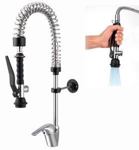 Rubinetto da cucina industriale, miscelatore monocomando, estraibile, con doccetta, sistema Eco Saver per ristoranti e uso domestico, design compatto e flessibile