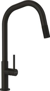 Rubinetto da cucina con doccetta estraibile, miscelatore monocomando nero dal design moderno, ideale per lavelli