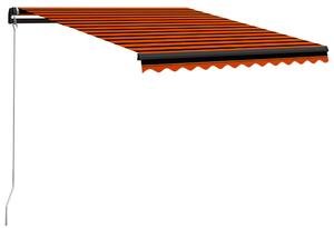 Tenda da Sole Retrattile con LED 350x250 cm Arancione e Marrone
