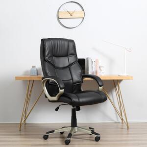 Okwish sedia da ufficio regolabile in altezza sedia da ufficio girevole a 360°, sedia da scrivania con schienale e braccioli, sedia poster con funzione dondolo, nero