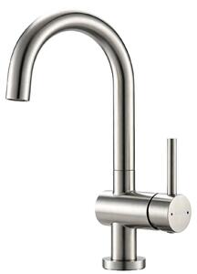 Miscelatore per lavabo alto, in acciaio inossidabile, con movimento rotatorio a 360° e finitura spazzolata