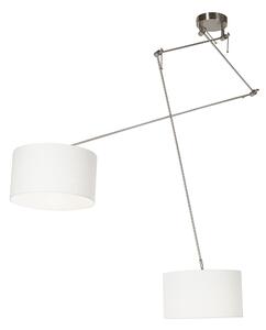 Lampada a sospensione intelligente in acciaio con paralume 35 cm bianco incl. 2 Wifi A60 - Blitz