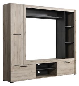 CASSIDIE - parete attrezzata porta tv con armadio moderna minimal in legno cm 195,6 x 35,2 x 169,6 h