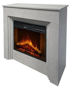 Camino elettrico caminetto da terra BELLINI Effetto Cemento Made in Italy in legno Bianco Dimensioni 96 x35x h 96 cm Peso 35 kg Volume riscaldabile 30 m2