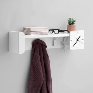 Mensola, appendiabito, svuotatasche, portachiavi ed orologio FLEXY Multifunzione Dimensioni 60x15x h 15 cm Portata massima 15 kg elemento in acciaio verniciato Bianco RAL 9003 liscio