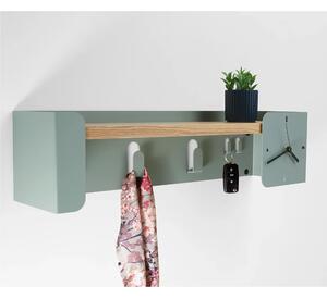 Mensola, appendiabito, svuotatasche, portachiavi ed orologio FLEXY Multifunzione Dimensioni 60x15x h 15 cm Portata massima 15 kg elemento in acciaio Verde Eucalipto RAL 150 60 10