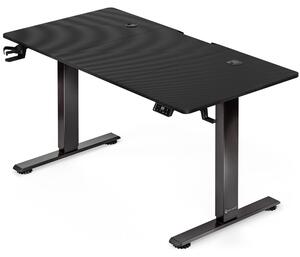CASARIA® Scrivania regolabile in altezza elettricamente 160 x 70 cm con caricatore wireless e porta USB-C/A, display LCD, funzione di memoria, portata massima 80 kg, ergonomica, effetto carbonio
