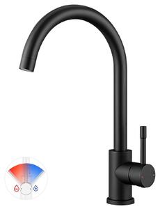 Rubinetto da cucina, girevole a 360 gradi, alta pressione, nero, miscelatore monocomando