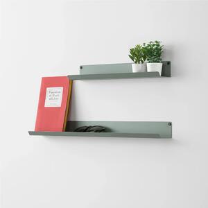 Mensola in metallo POCKET mensola in metallo da muro Minimal Dimensioni 40/60x5x h 5 cm Portata massima 15 kg un unico elemento in acciaio verniciato Verde Eucalipto RAL 150 60 10