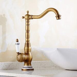 Rubinetto da bagno antico in ottone, miscelatore monocomando, stile retrò