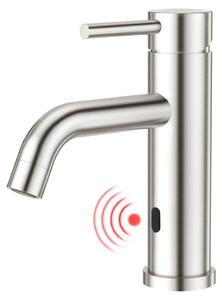Sensore a infrarossi per rubinetto del lavabo, miscelatore monocomando per bagno, finitura spazzolata