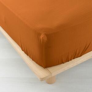Lenzuolo con angoli arancione/marrone in mussola 140x190 cm Angelia – douceur d'intérieur