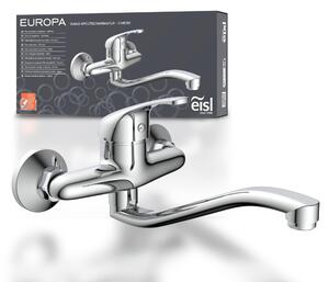 Rubinetto da parete cromato, miscelatore per lavabo da parete a 360°, ideale per lavabi doppi