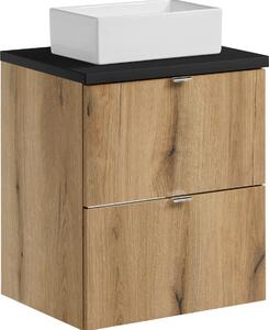 Mobile Bagno Da 50 Cm Con Lavabo Da Appoggio E Piano Nero