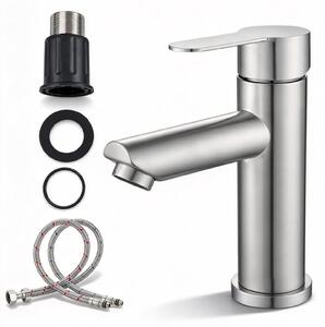 Rubinetto per lavabo in acciaio inossidabile, con controllo dell'acqua fredda/calda e aeratore