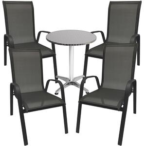 Set da bistrot, 5 pezzi, antracite/nero