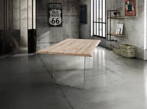 ANSON - tavolo da pranzo moderno in vetro e legno 160x90