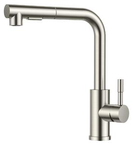 Rubinetto da cucina estraibile, girevole a 360°, con doppia funzione di spruzzo, in acciaio inossidabile