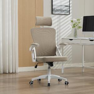 Sedia da ufficio ergonomica in rete con supporto lombare e poggiatesta regolabili – Sedia da scrivania direzionale a schienale alto per casa/ufficio. Colore: kaki