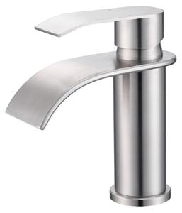 Rubinetto per bagno, acciaio inossidabile spazzolato, miscelatore per lavabo con bocchetta alta 86 mm