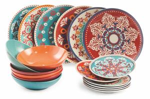 Servizio Piatti Set 6 posti tavola 18 pezzi LInea SHIRAZ , in PORCELLANA 6 posti tavola diversi adatto alla lavastoviglie
