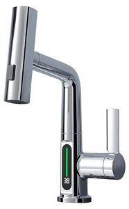 Rubinetto da cucina estraibile con indicatore LED della temperatura, girevole a 360 gradi, con 3 modalità di flusso dell'acqua, miscelatore per cucina e bagno