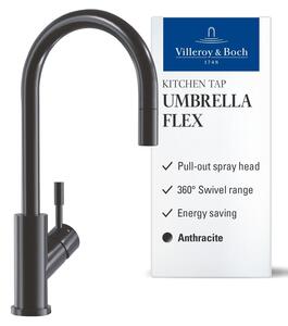 Rubinetto da cucina UMBRELLA FLEX con bocchetta estensibile, colore antracite