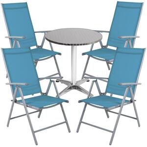 Set da bistrot, 5 pezzi, grigio argento / petrolio