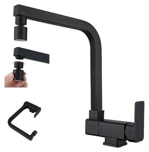 Miscelatore monocomando nero regolabile a 360° con 2 tipi di getto