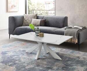 Tavolino Noah 110x70 cm, bianco marmorizzato