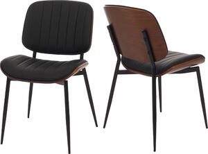 Set di 2 sedie da pranzo HWC-O44, sedia da cucina, in legno curvato in Pelle finta Oeko-Tex ~ aspetto noce, nero