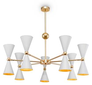 Maytoni Lampadario a sospensione piccolo con 14 diffusori in metallo dallo stile moderno Vesper - 40W BIANCO ORO