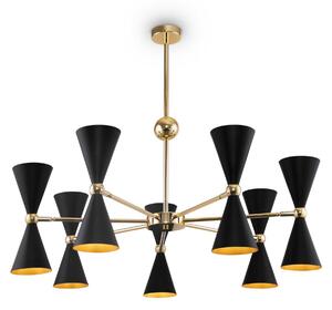 Maytoni Lampadario a sospensione piccolo con 14 diffusori in metallo dallo stile moderno Vesper - 40W ORO NERO