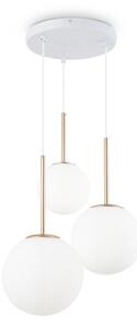 Maytoni Lampada a sospensione moderna in metallo con 3 pendenti in vetro rotondi Basic Form - 40W BIANCO ORO