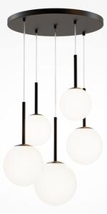 Maytoni Lampada a sospensione moderna in metallo con 5 pendenti in vetro rotondi Basic Form - 40W NERO