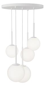 Maytoni Lampada a sospensione moderna in metallo con 5 pendenti in vetro rotondi Basic Form - 40W BIANCO