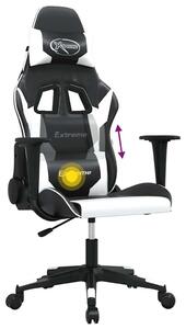 VidaXL Sedia da gioco con funzione massaggio in ecopelle bianca e nera