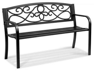 Panca da giardino in metallo 127 cm - Panca da parco 250 kg di portata - 3 persone con schienale e braccioli - Panca da giardino vintage per giardino, parco, cortile, veranda