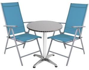Set di sedute da bistrot Set da bistrot 3 pezzi grigio argento / petrolio
