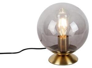 Lampada da tavolo Art Déco in ottone con vetro fumé - Pallon