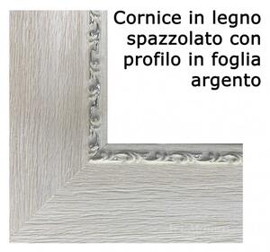 Art Maiora Capezzale moderno dipinto a mano su tela "Letizia" 110x65 Cornice in legno spazzolato con profilo in foglia argento