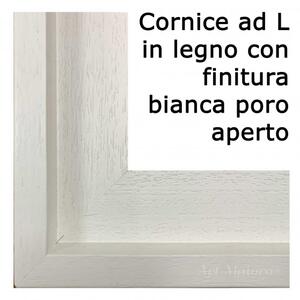 Art Maiora Capezzale moderno dipinto a mano su tela "Letizia" 110x65 Cornice ad L in legno con finitura bianca poro aperto