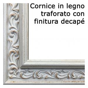 Art Maiora Capezzale moderno dipinto a mano su tela "Letizia" 110x65 Cornice in legno traforato con finitura decapè