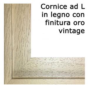 Art Maiora Capezzale moderno dipinto a mano su tela "Letizia" 110x65 Cornice a L in legno con finitura oro vintage