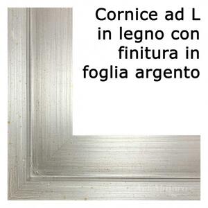 Art Maiora Capezzale moderno dipinto a mano su tela "Letizia" 110x65 Cornice ad L in legno con finitura in foglia argento