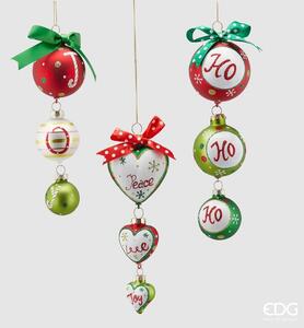 EDG - Enzo De Gasperi decorazioni di Natale pendenti set 3 pezzi h 20 cm