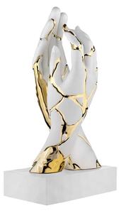 Bongelli preziosi Scultura in marmorino moderna Mani intrecciate con venature h 38 - varie colorazioni BIANCO ORO