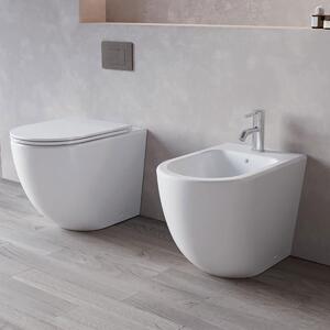 Coppia sanitari wc e bidet rimless scarico ciclonico moon - Olimpo Docce