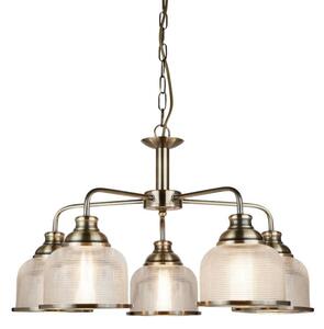 Bistro ii 5lt pendant - ottone antico e vetro stile holophane