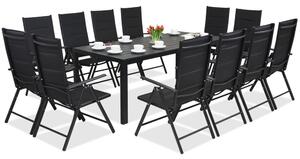 Mobili da giardino in alluminio in Polywood con tavolo grande Verona per 12 persone Garden Point nero
